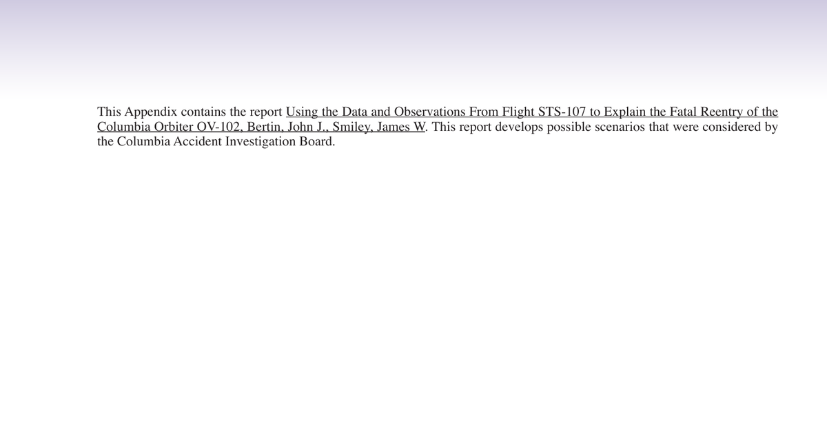 08 G.8 Using The Data And Observations From Flight STS 107...Exec Summary